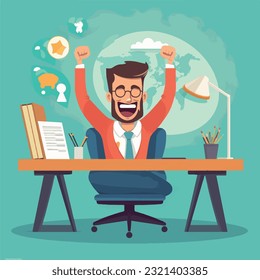 happy office worker vector illustration image eps.10