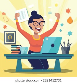 happy office worker vector illustration image eps.10