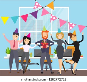 Happy office workers vector illustration 