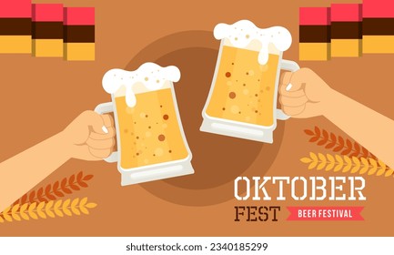 Happy Oktoberfest Beer Festival Flat Design Background