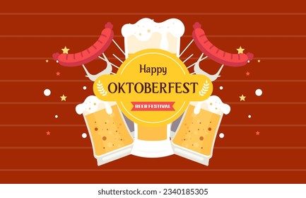 Happy Oktoberfest Beer Festival Flat Design Background