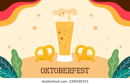 Happy Oktoberfest Beer Festival Flat Design Background