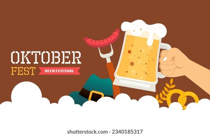 Happy Oktoberfest Beer Festival Flat Design Background