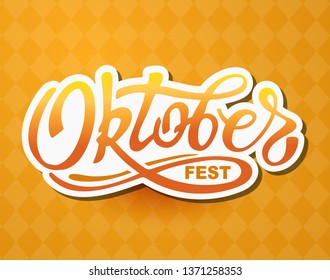 Happy OktoberFest - cute vector lettering Label Banner
