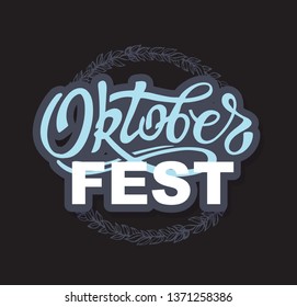 Happy OktoberFest - cute vector lettering Label Banner
