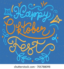 Happy Oktoberfest Lettering For Sticker, Print. Beer Festival Banner. Vector