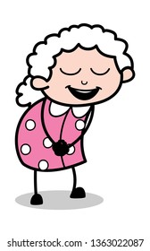 Happy - Old Cartoon Granny Vector Illustration