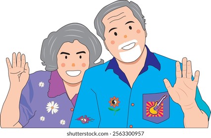 happy old couple. Grandfather, grandmother, father, mother, old person, couple, senior