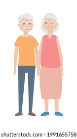 happy old couple standing on background