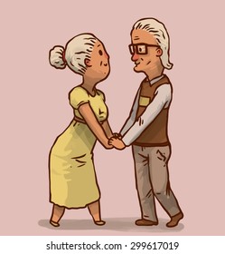 Happy old couple, vector