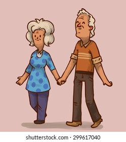 Happy old couple, vector