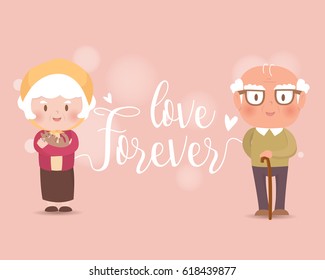 Happy old couple.vector illustration