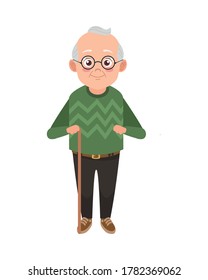 happy old grandfather with glasses avatar character vector illustration design