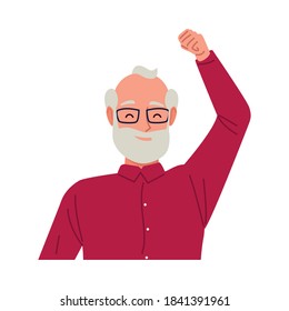 happy old man celebrating chararacter vector illustration design