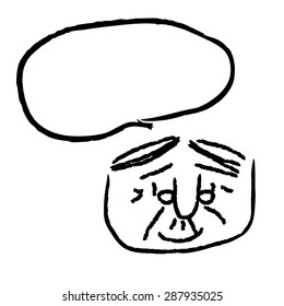 Happy old man with a empty speech bubble over his head