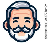 happy old man gentleman profile avatar flat color vector illustration template design