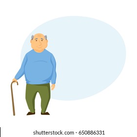 Happy old man stands. Smile elderly man.