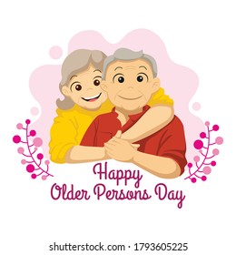 Happy Older Persons Day. Grandma and grandpa's love embrace