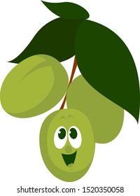 Aceitunas felices, ilustración, vector sobre fondo blanco.