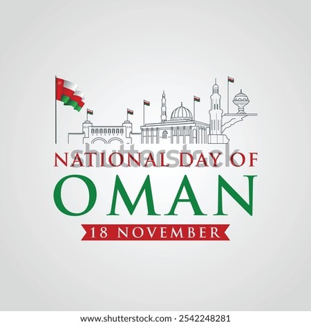 Happy Oman national day post. Oman national day celebration with flag. Oman national flag. National flag background. Oman Independence Day. Typography Post, greeting, vector illustration