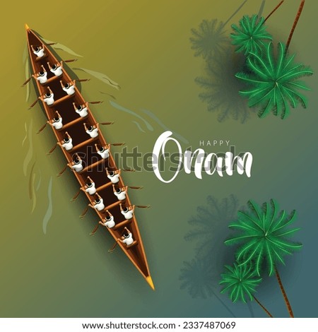 happy Onam celebration with abstract vector illustration design of Kerala boat race with peoples Imagine de stoc © 