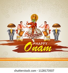 Happy Onam celebration background for traditional festival of Kerala. Vector illustration