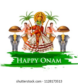 Happy Onam celebration background for traditional festival of Kerala. Vector illustration