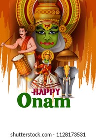 Happy Onam celebration background for traditional festival of Kerala. Vector illustration