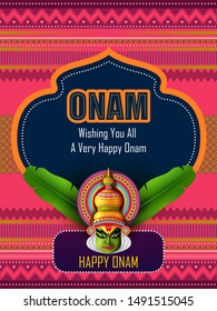 Happy Onam celebration background for traditional festival of Kerala. Vector illustration