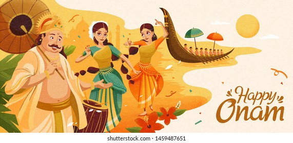 vallam kali images stock photos vectors shutterstock https www shutterstock com image vector happy onam celebration banner mahabali king 1459487651