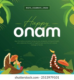 Happy Onam kreatives Festival von Kerala mit Vektorgrafik