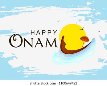 Happy Onam Creative Text on Grungy Wallpaper.