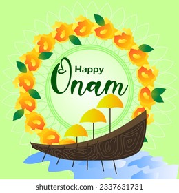 Happy Onam festival background. Kerala festival vector background with kathakali face.