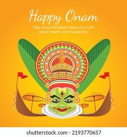 Happy onam festival celebration banner design template.