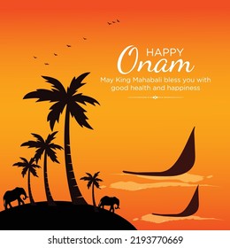 Happy onam festival celebration banner design template.