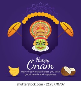 Happy onam festival celebration banner design template.