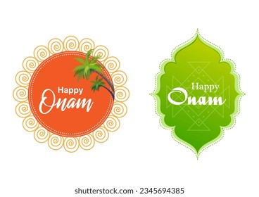 Happy Onam festival greetings to mark the annual Hindu festival of Kerala, India in vector