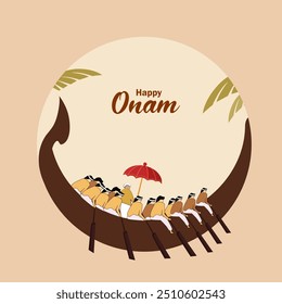 Happy Onam festival greetings to mark the annual Hindu festival of Kerala, India in vector