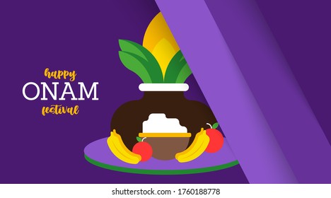 Happy onam festival illustration vector. National holiday of India