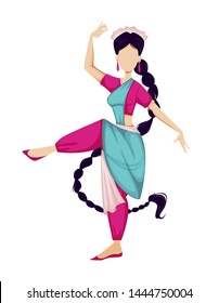 Happy Onam festival in Kerala. Indian woman dancing in traditional clothes. Vector illustration on white background