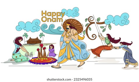 Happy Onam festival of Kerala vector illustration