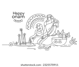 Happy Onam Festival of Kerala vector illustration