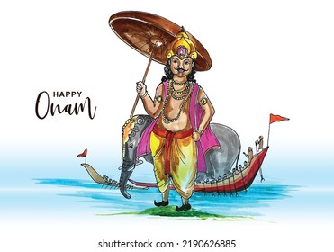 Happy onam festival of south india on card holiday background