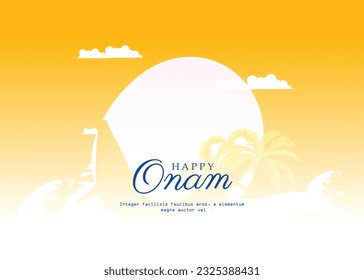Happy Onam festival of South India Kerala. Mahabali or Maveli , Kerala old king. He is coming for every year. Onam Kathakali dancer for celebration on Onam.