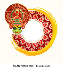 Happy Onam, Frame Design wih Kathakali Dancer Face.