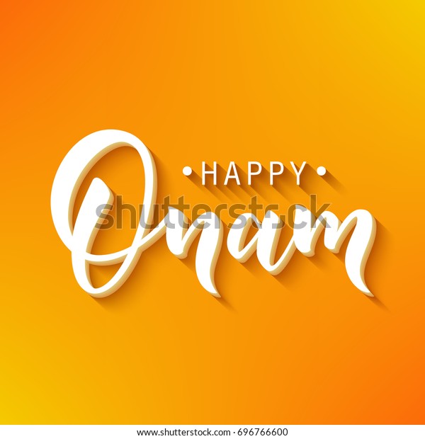 Happy Onam Greeting Lettering Ink Typography Stock Vector (Royalty Free ...