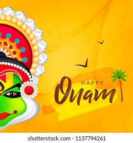 Happy Onam, Harvest Festival Background Vector Illustration.