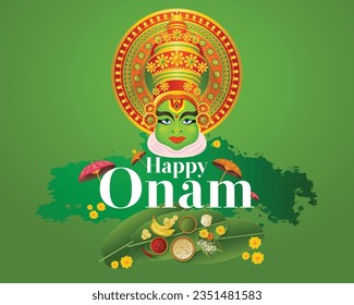 Happy Onam, Harvest Festival Background Vector Illustration.