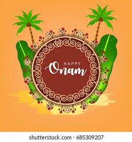 Happy Onam, harvest festival background design.
