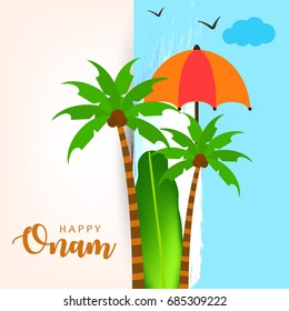 Happy Onam, harvest festival background design.